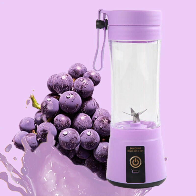 Portable Electric Mini Juicer Cup - USB Rechargeable 6-Blade Blender for On-the-Go Smoothies